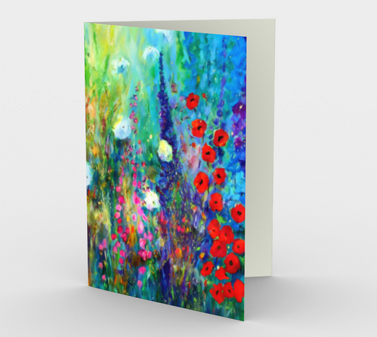 Flower Card Set of 3 with painting, Molly's Garden Flowers, Floral Art Cards by Claire Bull